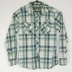 BKE Mens Plaid L/S Shirt Pearl Snap M (A7